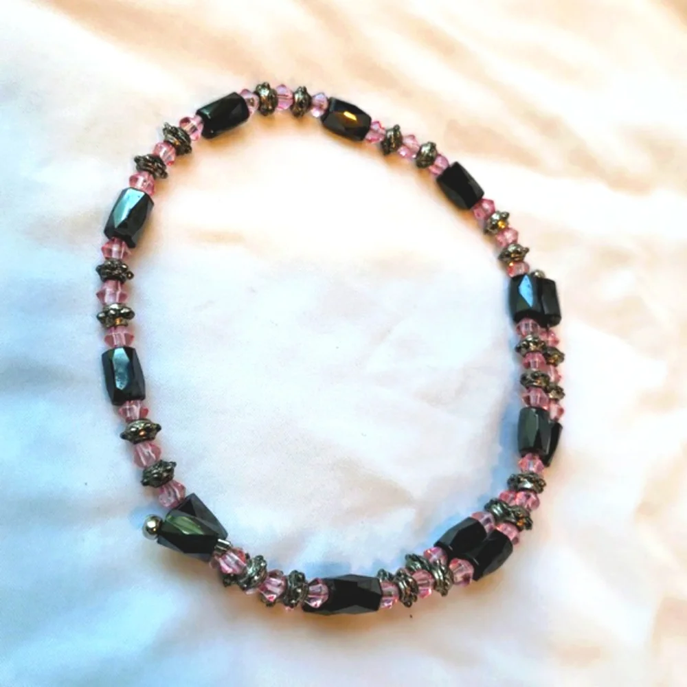Magnetic Bracelet Pink and Gray  All the gray beads are magnets